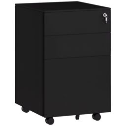VINSETTO 3-Drawer Filing Cabinet w/ Removable Pencil Tray Lockable File Cabinet in Black - thumbnail 2