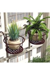 Living and Home 22cm Round Hanging Railing Planter Basket for Patio Balcony in Bronze - thumbnail 1