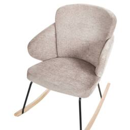 Wyld and Coco Rocking Chair Taupe Fabric Rubberwood Skates and Metal Legs in Beige - thumbnail 6