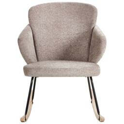 Wyld and Coco Rocking Chair Taupe Fabric Rubberwood Skates and Metal Legs in Beige - thumbnail 3