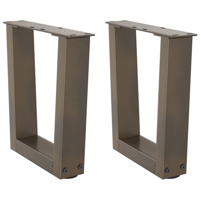 Berkfield Home Dining Table Legs V-Shape 2 pcs Natural Steel 40x(30-31.3) cm Steel in Brown - image 1