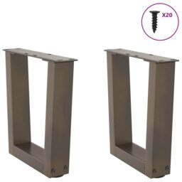 Berkfield Home Dining Table Legs V-Shape 2 pcs Natural Steel 40x(30-31.3) cm Steel in Brown - thumbnail 3