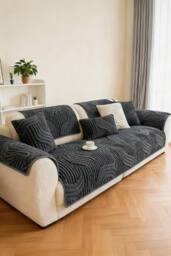 Living and Home Non-Slip Sofa Cover in Durable Polyester in Dark Grey - Size: Small - thumbnail 2