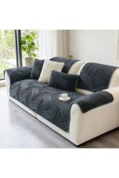Living and Home Non-Slip Sofa Cover in Durable Polyester in Dark Grey - Size: Small - thumbnail 3