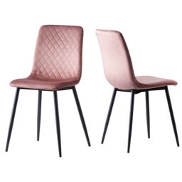 MCC Direct Set of 2 Velvet Fabric Upholstered Dining Chairs Lexi in Pink - thumbnail 4