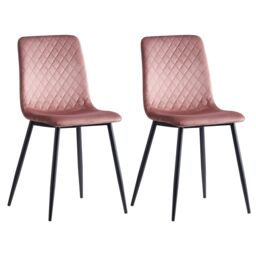 MCC Direct Set of 2 Velvet Fabric Upholstered Dining Chairs Lexi in Pink - thumbnail 3