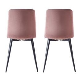 MCC Direct Set of 2 Velvet Fabric Upholstered Dining Chairs Lexi in Pink - thumbnail 5
