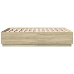 Berkfield Home Durable Bed Frame with LED without Mattress Sonoma Oak 135x190 cm in Light Tan - Size: Double - thumbnail 7