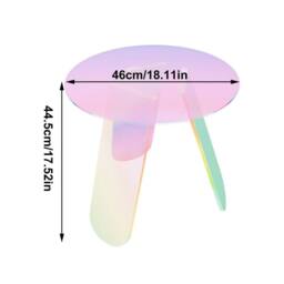 NESTLUNE Round Side Table Iridescent Acrylic End Table in Clear - Size: 100 cm x 15 cm - thumbnail 2