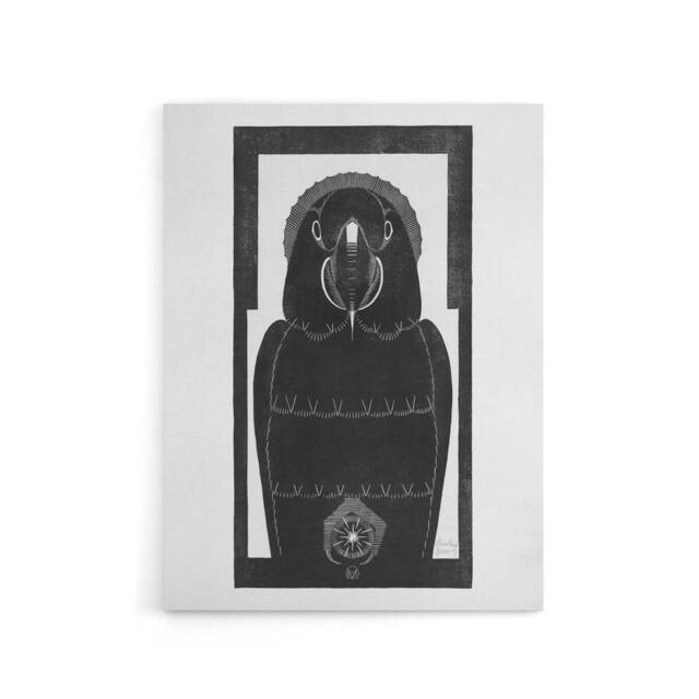 "Artery8 Stylised Ara Macaw Parrot De Mesquita Canvas Wall Art Print in White - Size: W24"" x H32""" - image 1