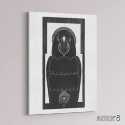 "Artery8 Stylised Ara Macaw Parrot De Mesquita Canvas Wall Art Print in White - Size: W24"" x H32""" - thumbnail 2