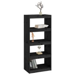 Berkfield Home Beautiful Book Cabinet/Room Divider Black 60x30x135.5 cm Solid Wo - thumbnail 4
