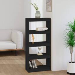 Berkfield Home Beautiful Book Cabinet/Room Divider Black 60x30x135.5 cm Solid Wo - thumbnail 2