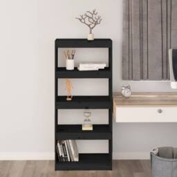 Berkfield Home Beautiful Book Cabinet/Room Divider Black 60x30x135.5 cm Solid Wo - thumbnail 1