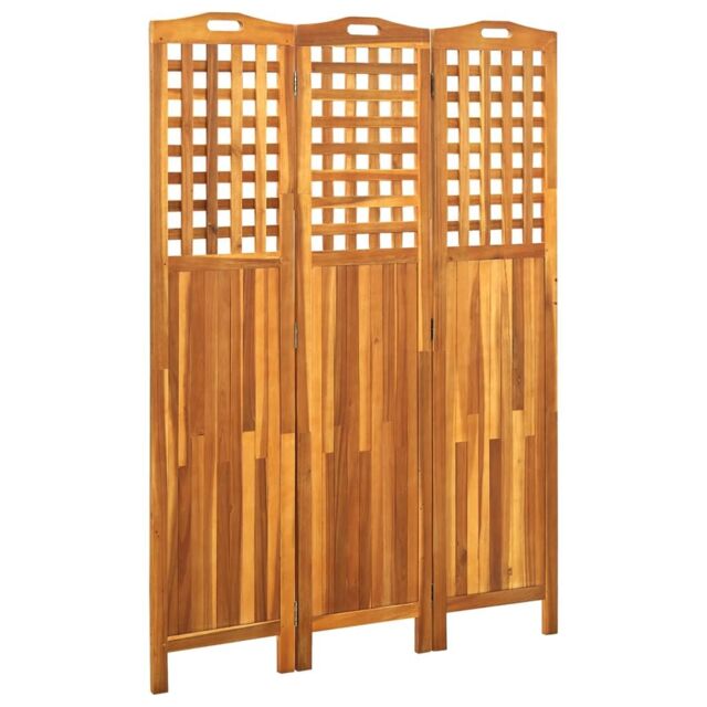Berkfield Home 3-Panel Room Divider 121x2x170 cm Solid Acacia Wood in Brown - Size: 121 x 2 x 170 cm - image 1