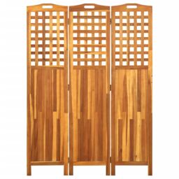 Berkfield Home 3-Panel Room Divider 121x2x170 cm Solid Acacia Wood in Brown - Size: 121 x 2 x 170 cm - thumbnail 2