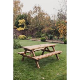 Churnet Valley Garden Furniture Ltd Valley Deluxe Picnic Table - L180 x W150 x H90cm - Partially Assembled in Brown - thumbnail 1