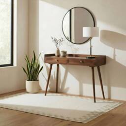 FurnitureboxUK Vinson Rectangle Walnut Wood 2 Drawer Console Table - thumbnail 1