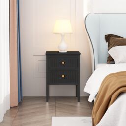 Cabinet Bits Bellaria 2 Drawer Bedside Table in Black - thumbnail 1