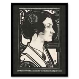 Artery8 Woman Stained Glass Sketch Portrait Holst Framed Wall Art Print in Black - Size: A4 - thumbnail 1