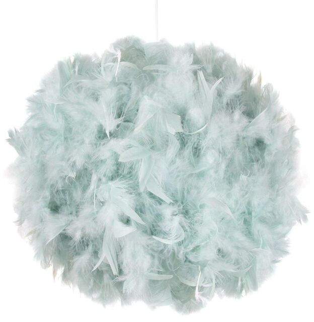 Happy Homewares Eye-Catching & Modern Genuine Feather Decorated Pendant Light Shade in Blue - Size: 10 inches - image 1