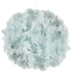 Happy Homewares Eye-Catching & Modern Genuine Feather Decorated Pendant Light Shade in Blue - Size: 10 inches - thumbnail 1