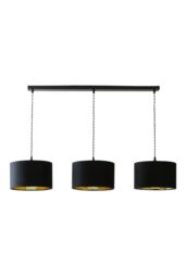 ValueLights Reni Black Velvet & Gold Shade 3 Drop Bar Black Diner Ceiling Light - thumbnail 6