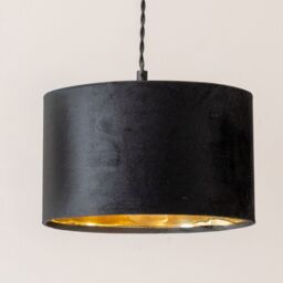 ValueLights Reni Black Velvet & Gold Shade 3 Drop Bar Black Diner Ceiling Light - thumbnail 4