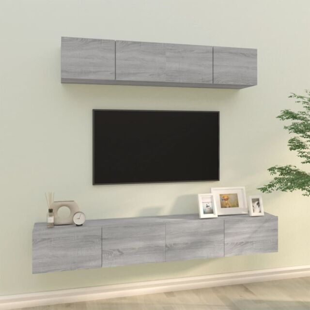 Berkfield Home 4 Piece TV Cabinet Set Grey Sonoma Engineered Wood - image 1