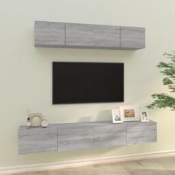 Berkfield Home 4 Piece TV Cabinet Set Grey Sonoma Engineered Wood - thumbnail 1