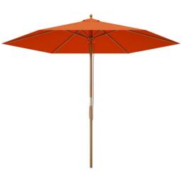 OUTSUNNY 2.5m Wood Garden Parasol Sun Shade Outdoor Wooden Umbrella Canopy in Orange - thumbnail 2