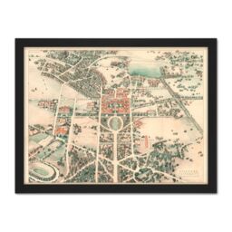 "Artery8 Wall Art Print Map Farmer 1934 Stanford University Birds Eye Large Framed Wall Décor Art in Black - Size: W18"" x H24""" - thumbnail 1