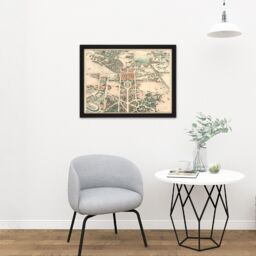 "Artery8 Wall Art Print Map Farmer 1934 Stanford University Birds Eye Large Framed Wall Décor Art in Black - Size: W18"" x H24""" - thumbnail 2