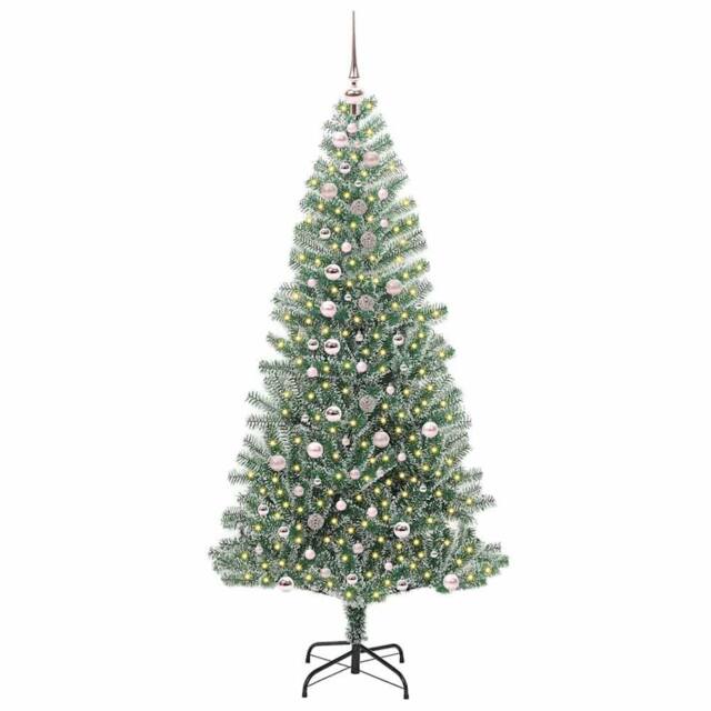 Berkfield Home Stunning Artificial Christmas Tree Snow Flocked with LED Light 240 cm in Green - image 1