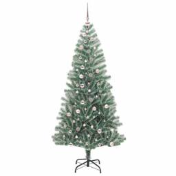 Berkfield Home Stunning Artificial Christmas Tree Snow Flocked with LED Light 240 cm in Green - thumbnail 4