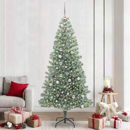 Berkfield Home Stunning Artificial Christmas Tree Snow Flocked with LED Light 240 cm in Green - thumbnail 2