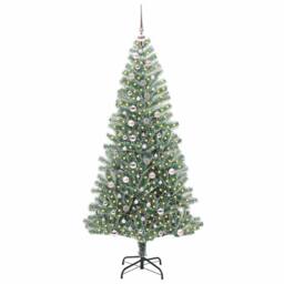Berkfield Home Stunning Artificial Christmas Tree Snow Flocked with LED Light 240 cm in Green - thumbnail 1