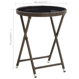 Berkfield Home Tea Table Brown 60 cm Poly Rattan & Tempered Glass - thumbnail 6