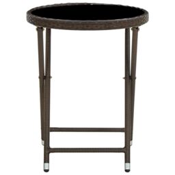 Berkfield Home Tea Table Brown 60 cm Poly Rattan & Tempered Glass - thumbnail 2