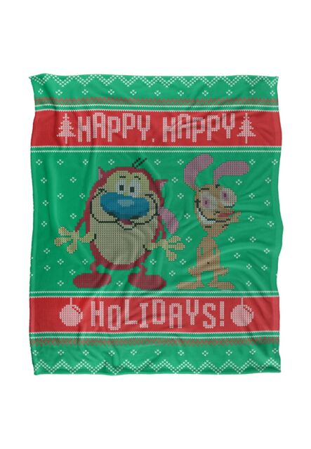 Ren & Stimpy Ren & Stimpy Swearter Silky Touch Super Soft Throw Blanket 152 X 127 cm in White - image 1