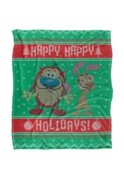 Ren & Stimpy Ren & Stimpy Swearter Silky Touch Super Soft Throw Blanket 152 X 127 cm in White - thumbnail 1