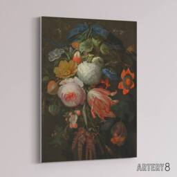 "Artery8 Hanging Bouquet of Flowers Abraham Mignon Canvas Wall Art - Size: W18"" x H24""" - thumbnail 2