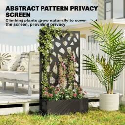 OUTSUNNY Metal Raised Garden Bed with Trellis, Outdoor Planter Box in Black - thumbnail 5