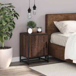 Berkfield Home Elegant Bedside Cabinet Brown Oak 40x31x50 cm Engineered Wood and - Size: 40 x 31 x 50 cm - thumbnail 1
