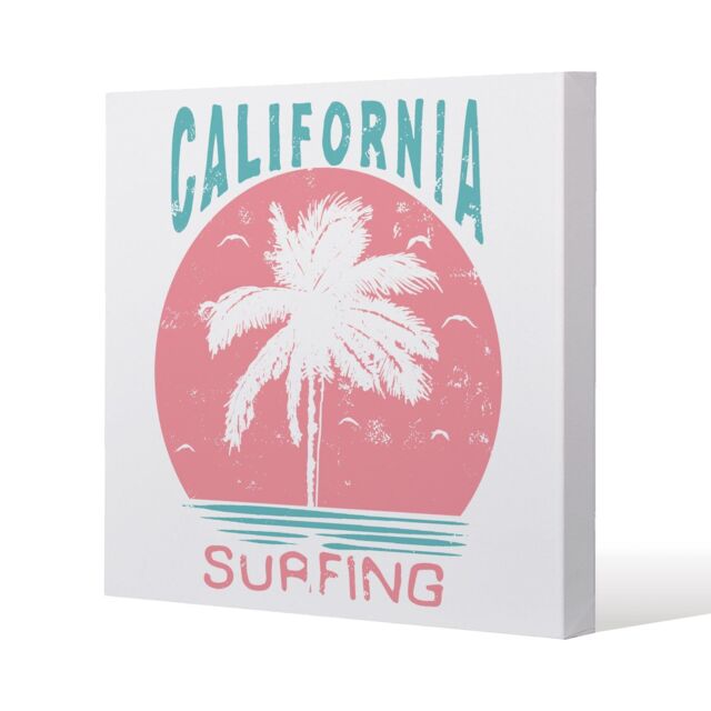 Benjamin Tate Design California Surfing (Canvas Print) / 46 x 46 x 4cm in Natural - Size: 46 x 46 x 4 cm - image 1