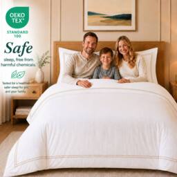 Grace TC800 Duvet Cover Set 100% Cotton Sateen Oxford with Button Closure in Natural White - Size: Single - thumbnail 4