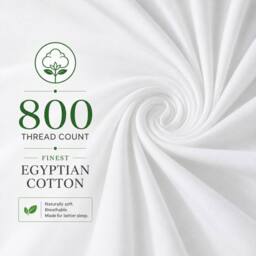 Grace TC800 Duvet Cover Set 100% Cotton Sateen Oxford with Button Closure in Natural White - Size: Single - thumbnail 3