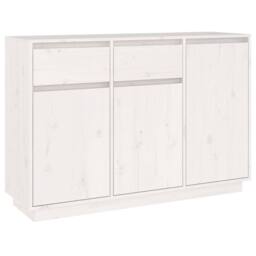 Berkfield Home Sideboard White 110x34x75 cm Solid Wood Pine - Size: 110 x 34 x 75 cm - thumbnail 3