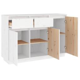 Berkfield Home Sideboard White 110x34x75 cm Solid Wood Pine - Size: 110 x 34 x 75 cm - thumbnail 5