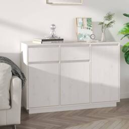 Berkfield Home Sideboard White 110x34x75 cm Solid Wood Pine - Size: 110 x 34 x 75 cm - thumbnail 2